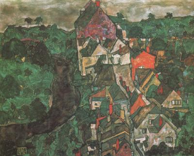 Egon Schiele Krumau Landscape (Town and River) (mk12) china oil painting image